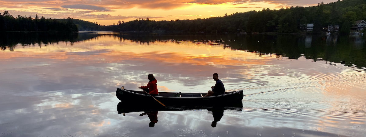 Canoe at sunset Lac Gauvreau